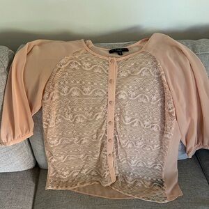 Sanctuary button down sheer top with 3/4 sleeve